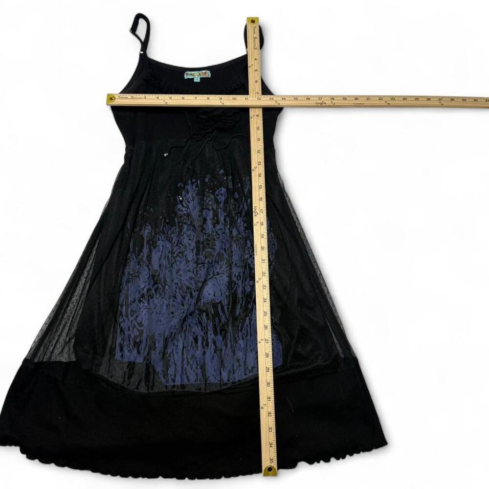 Vintage French Y2K Whimsy Goth Double Lined Lace Mesh Fairy Core Dress Size S - Picture 4 of 7